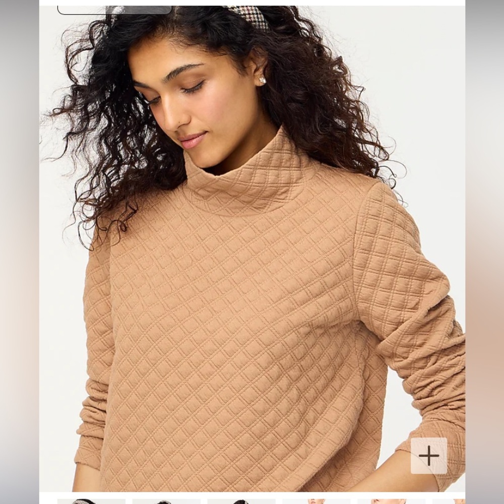 J. Crew Quilted Mockneck Pullover camel - Picture 10 of 11